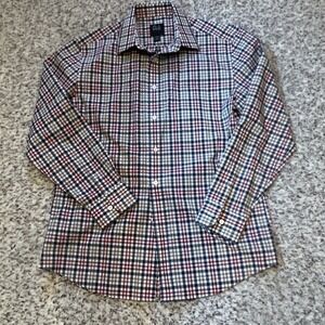 Joseph A Banks Traveler New Red Plaid Men's Shirt Sz M Tailored Fit LS Cotton